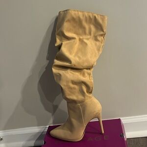 Tan knee-high boots